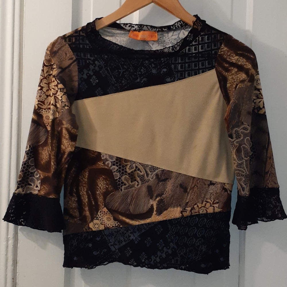 Vintage 1990s Y2K Quinze Hueres Trente Paris TweeTop Sz XS